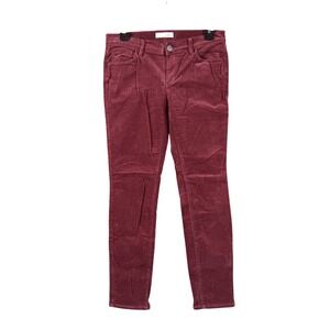 LOFT Modern Skinny Corduroy Pants Women Size 4‎ Burgundy Stretch Cotton Blend
